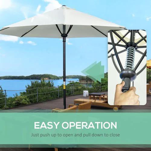 Outsunny Outsunny Outdoor Market Table Parasol Umbrella Sun Shade with 8 Ribs, Cream - Parasol