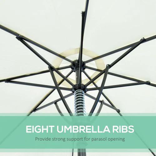 Outsunny Outsunny Outdoor Market Table Parasol Umbrella Sun Shade with 8 Ribs, Cream - Parasol