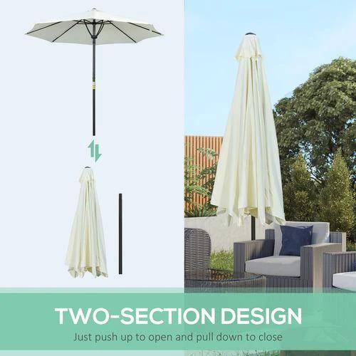 Outsunny Outsunny Outdoor Market Table Parasol Umbrella Sun Shade with 8 Ribs, Cream - Parasol