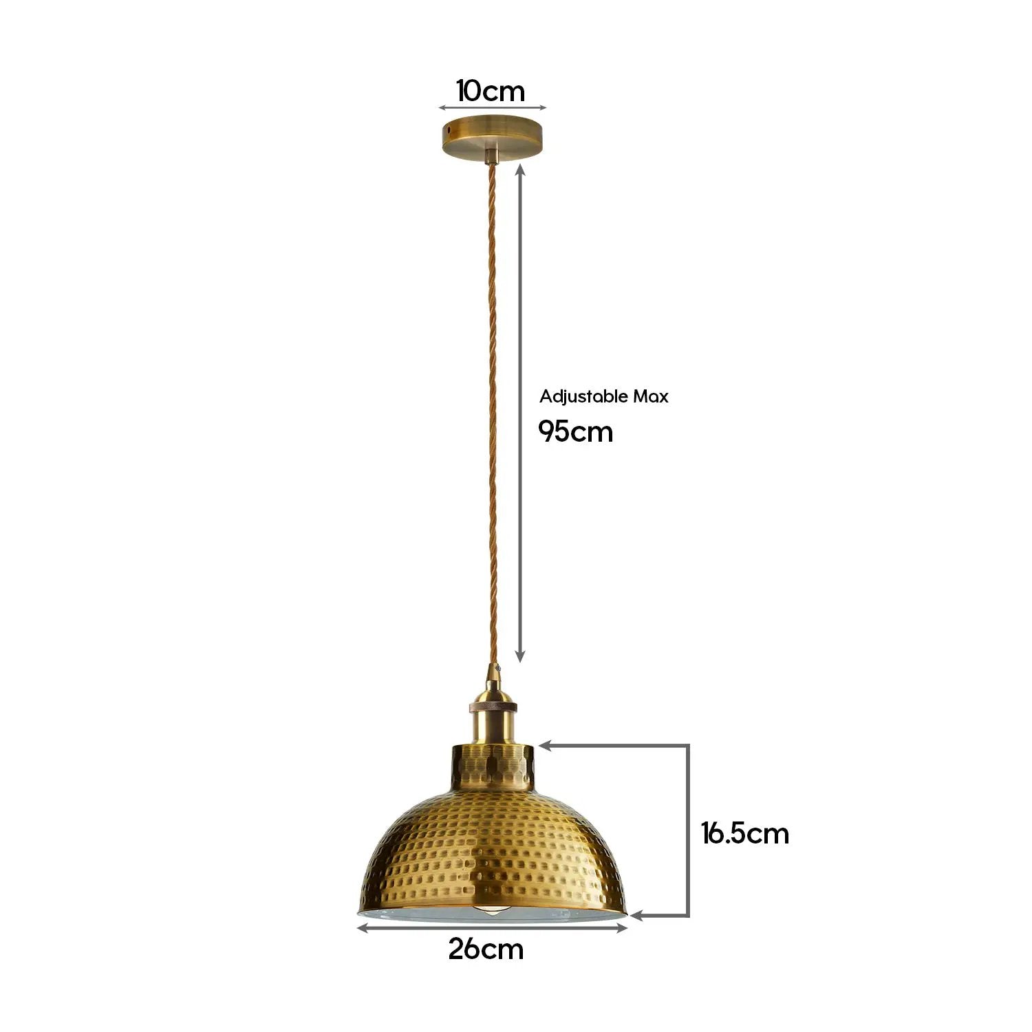 LEDSONE 2 Pack Vintage Industrial Yellow Brass Ceiling Pendant Light Metal Shade Hanging Lamp - Pendant Lights