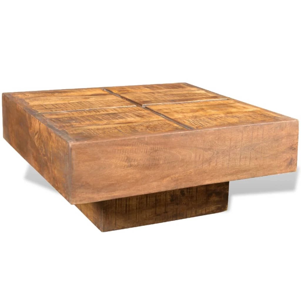 Solid Mango Wood Coffee Table Square Retro Home by vidaXL