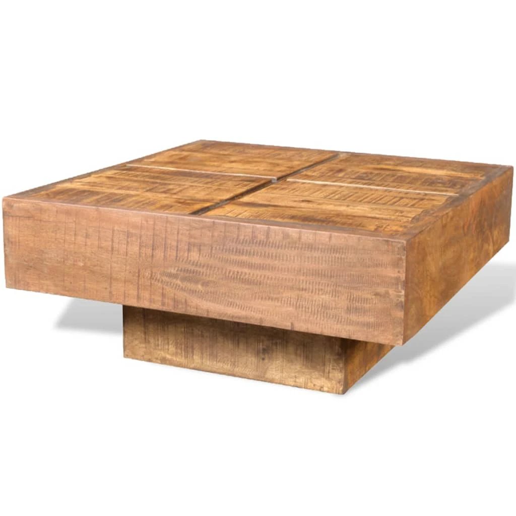 Solid Mango Wood Coffee Table Square Retro Home by vidaXL