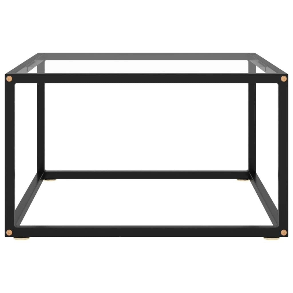 vidaXL vidaXL Coffee Table 60x60x35 cm Tempered Glass Marble Look Durable Black Steel Frame Living Room Decor - Coffee Table