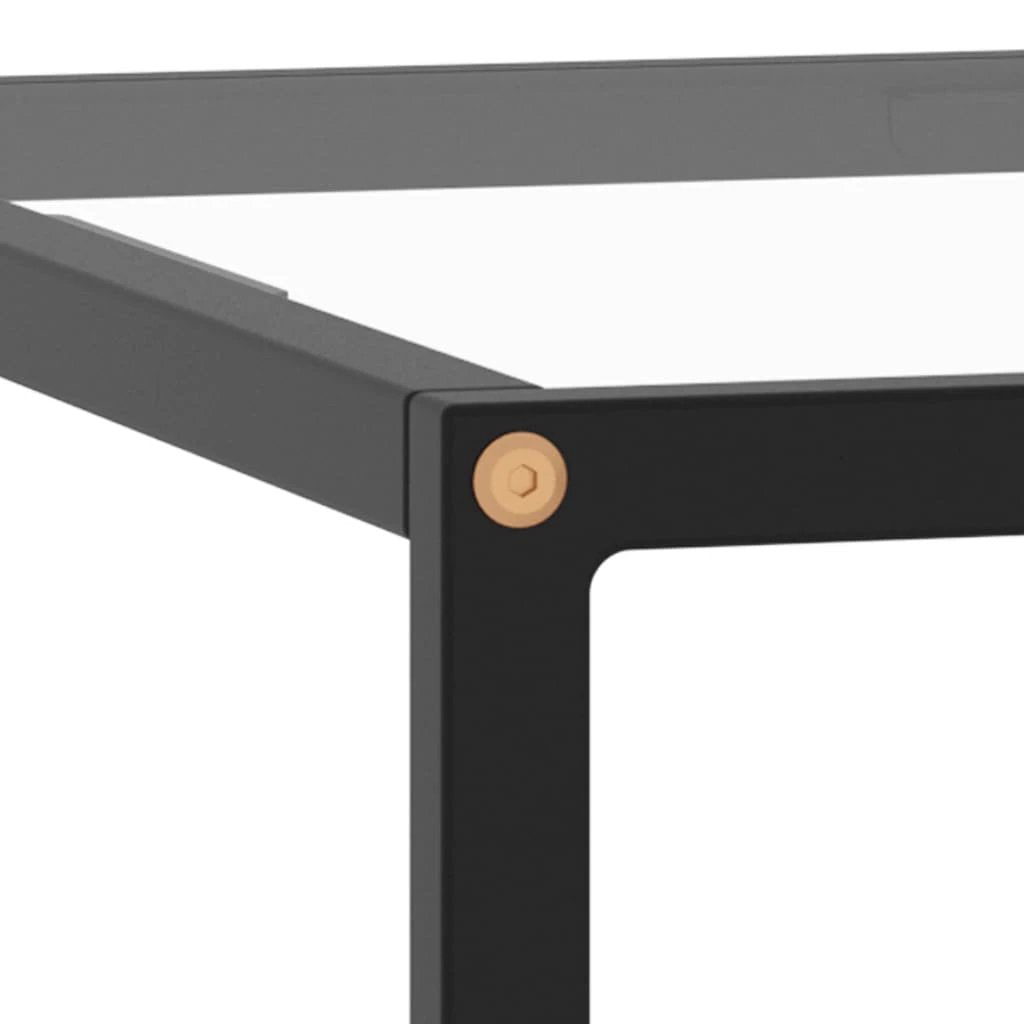 vidaXL vidaXL Coffee Table 60x60x35 cm Tempered Glass Marble Look Durable Black Steel Frame Living Room Decor - Coffee Table