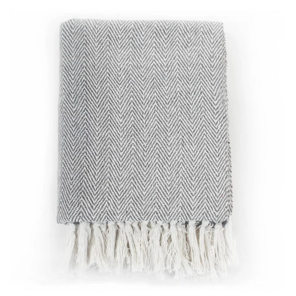 vidaXL Cotton Throw Blanket 125x150 cm Grey with Tassels by vidaXL