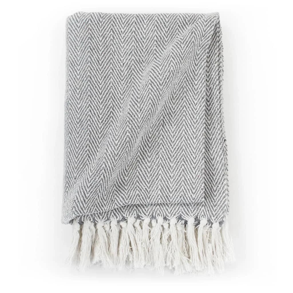 vidaXL Cotton Throw Blanket 125x150 cm Grey with Tassels by vidaXL