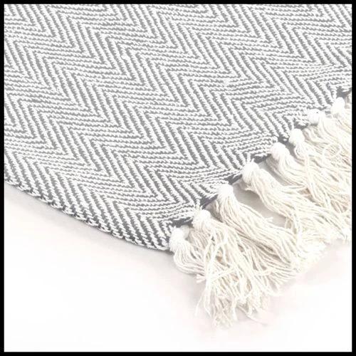 vidaXL Cotton Throw Blanket 125x150 cm Grey with Tassels by vidaXL