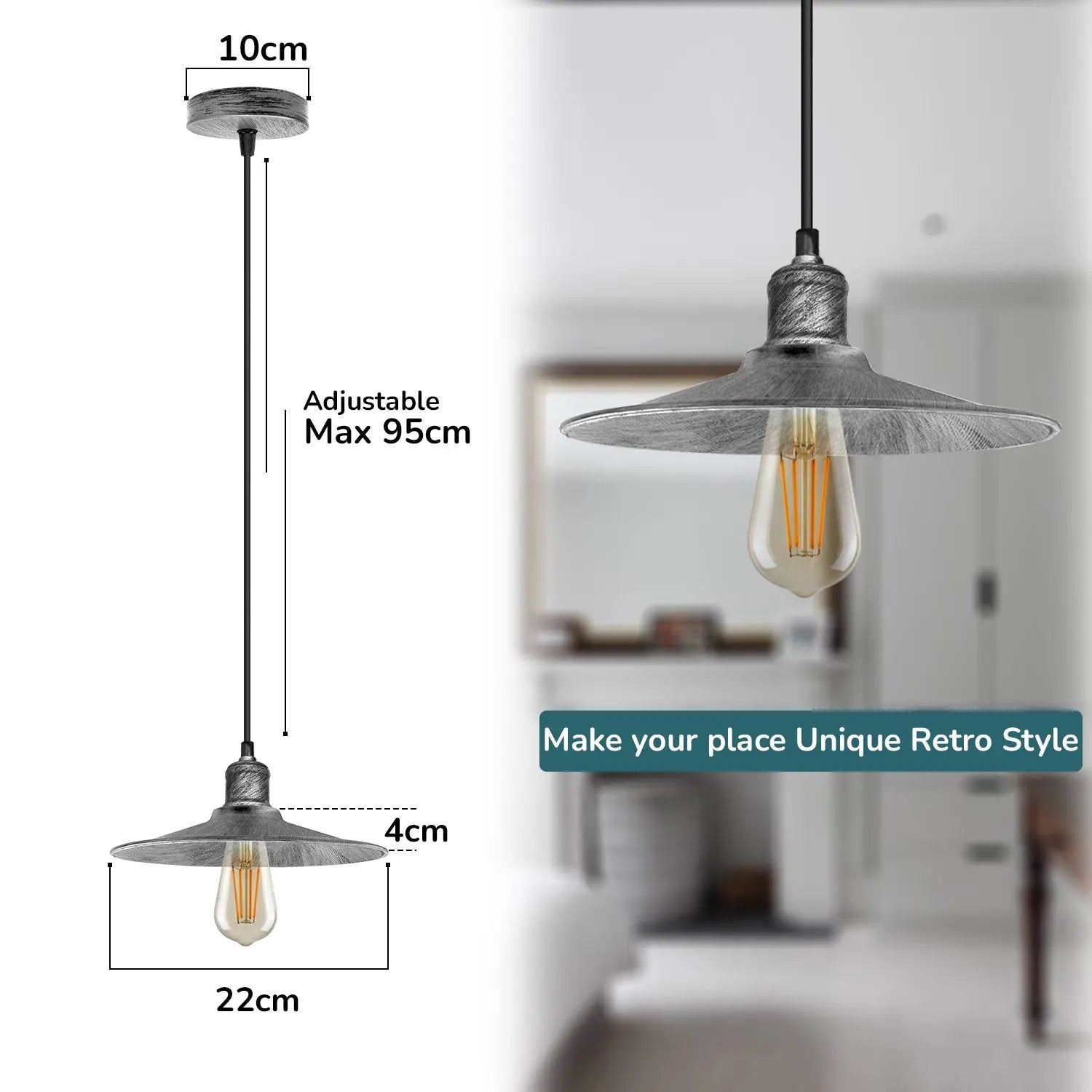 LEDSONE Single Head Vintage Ceiling Pendant Light Shade Hanging Lamp Light - Pendant Lights