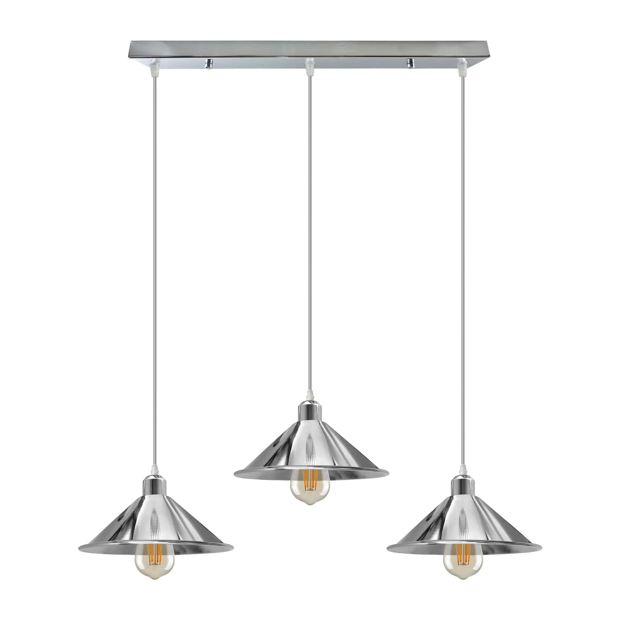 Dining Room Industrial 3-Light Pendant - Metal Cone Shades