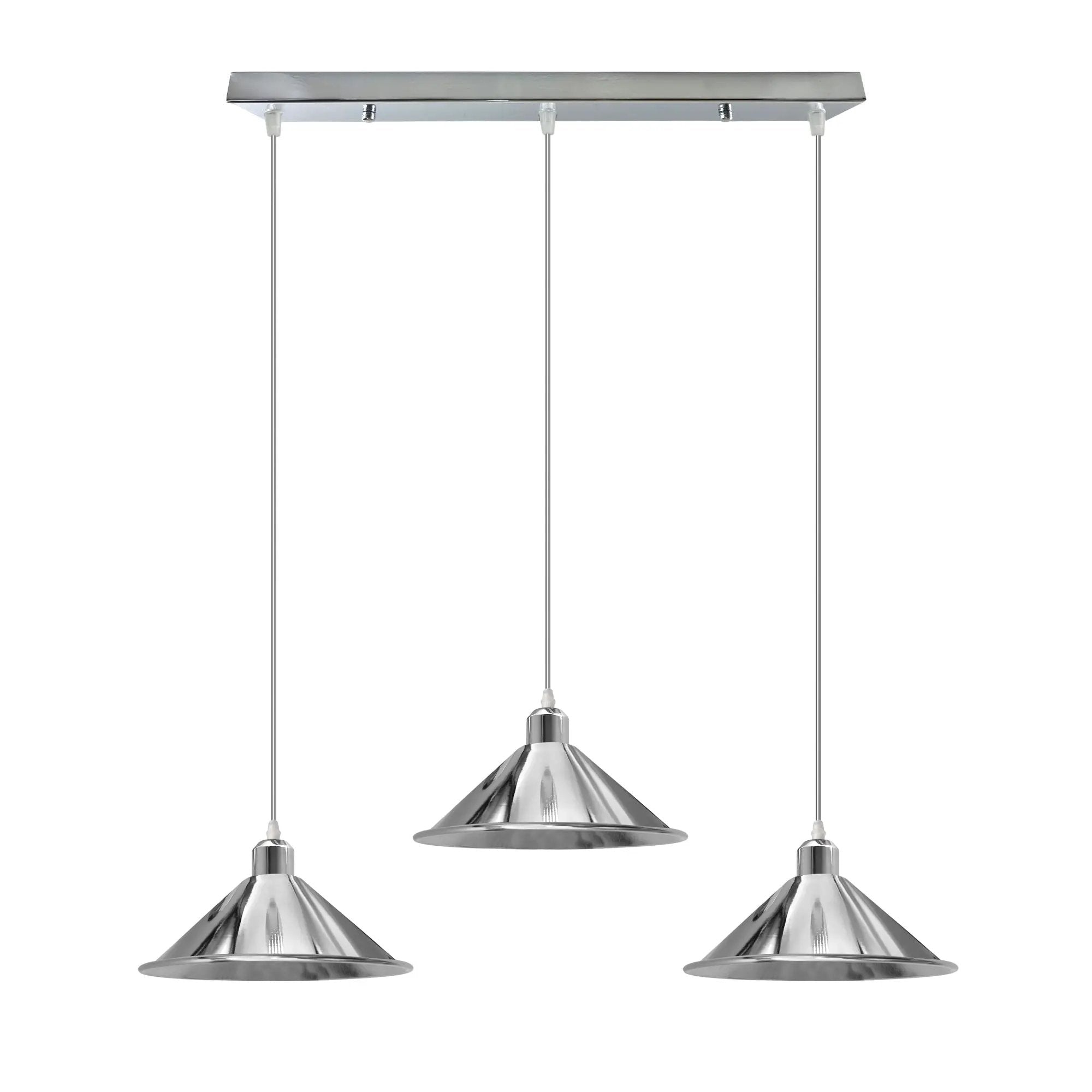 Dining Room Industrial 3-Light Pendant - Metal Cone Shades