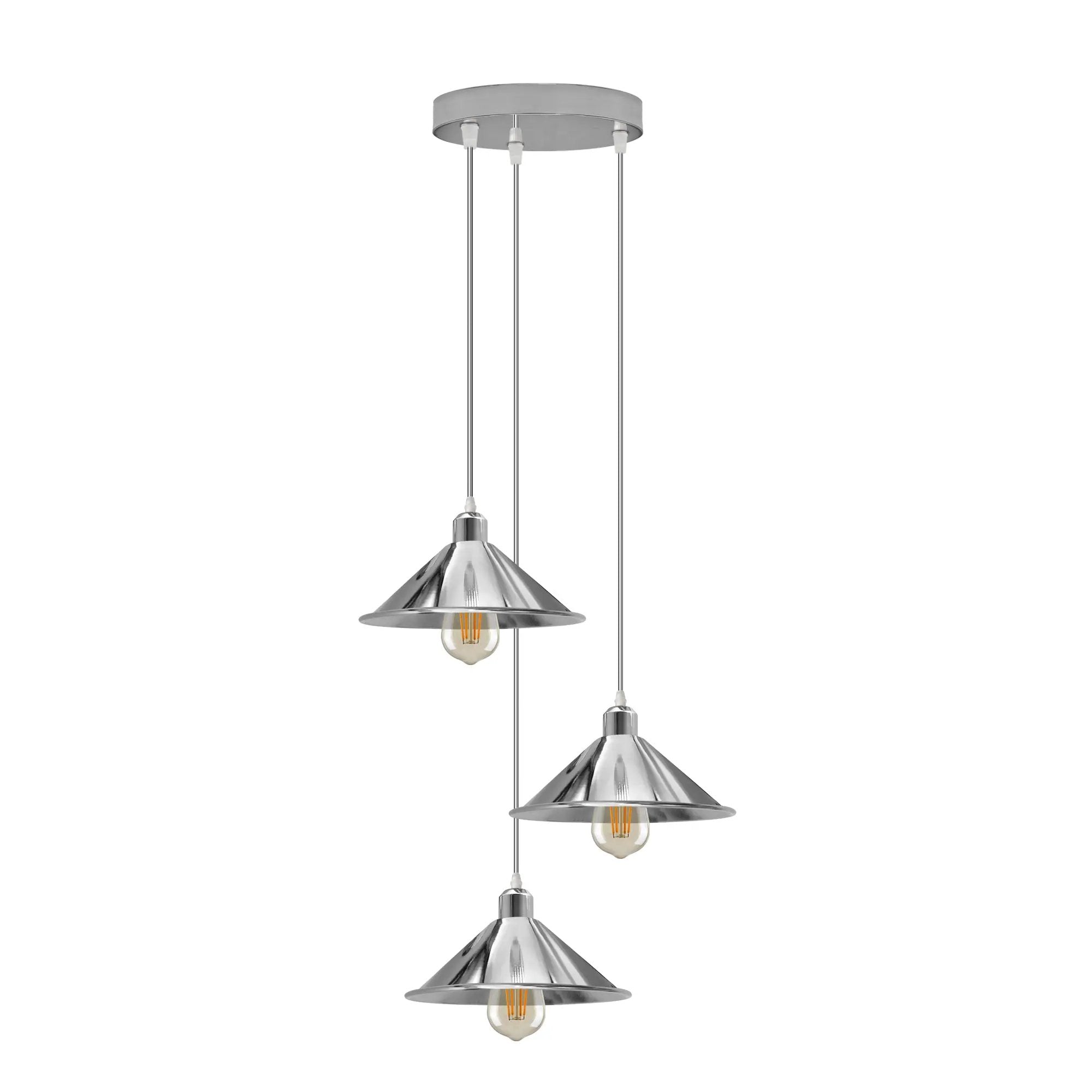 LEDSONE 3 Head Round Base Industrial Vintage Ceiling Pendant Light Shade Hanging Lamp Lights - Pendant Lights