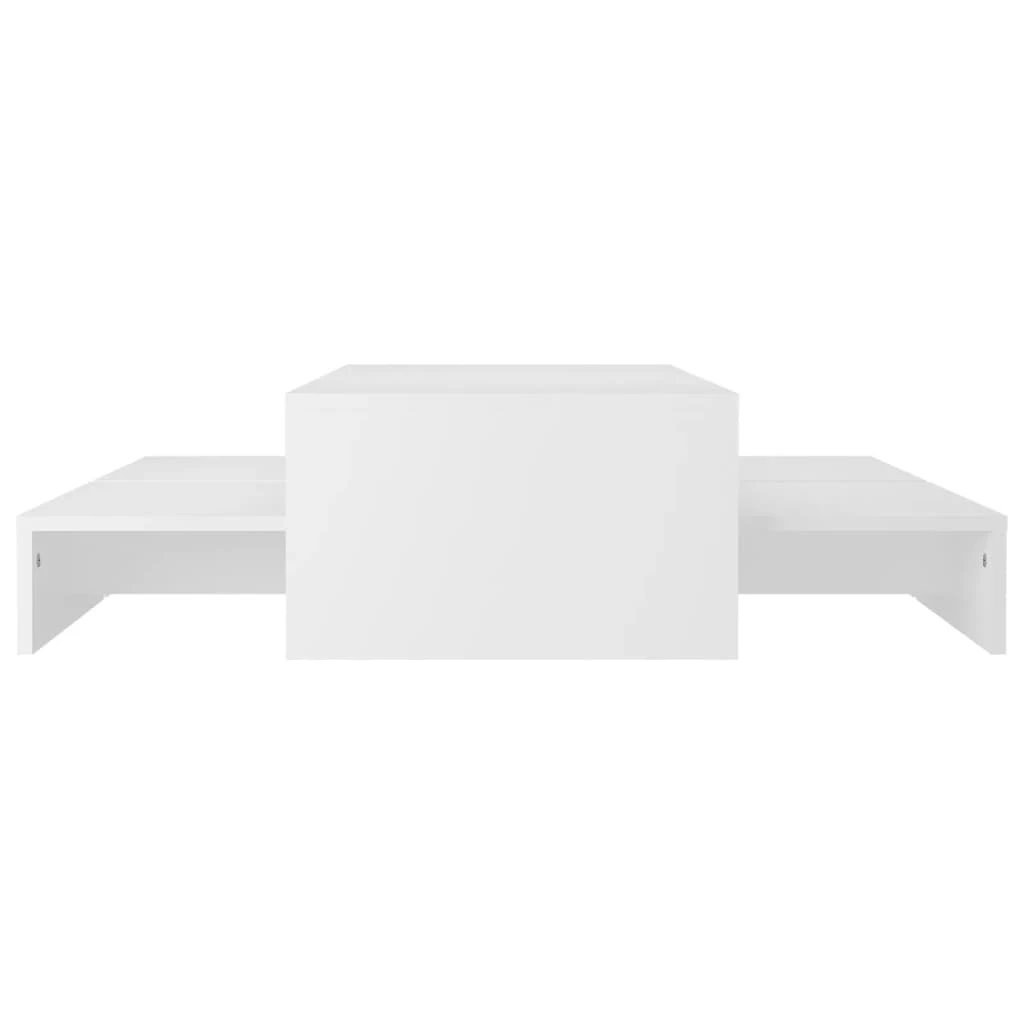 vidaXL vidaXL Nesting Coffee Table Set 100x100x26.5 cm White Engineered Wood Durable Wide Tabletops For Living Room - Nest of Tables