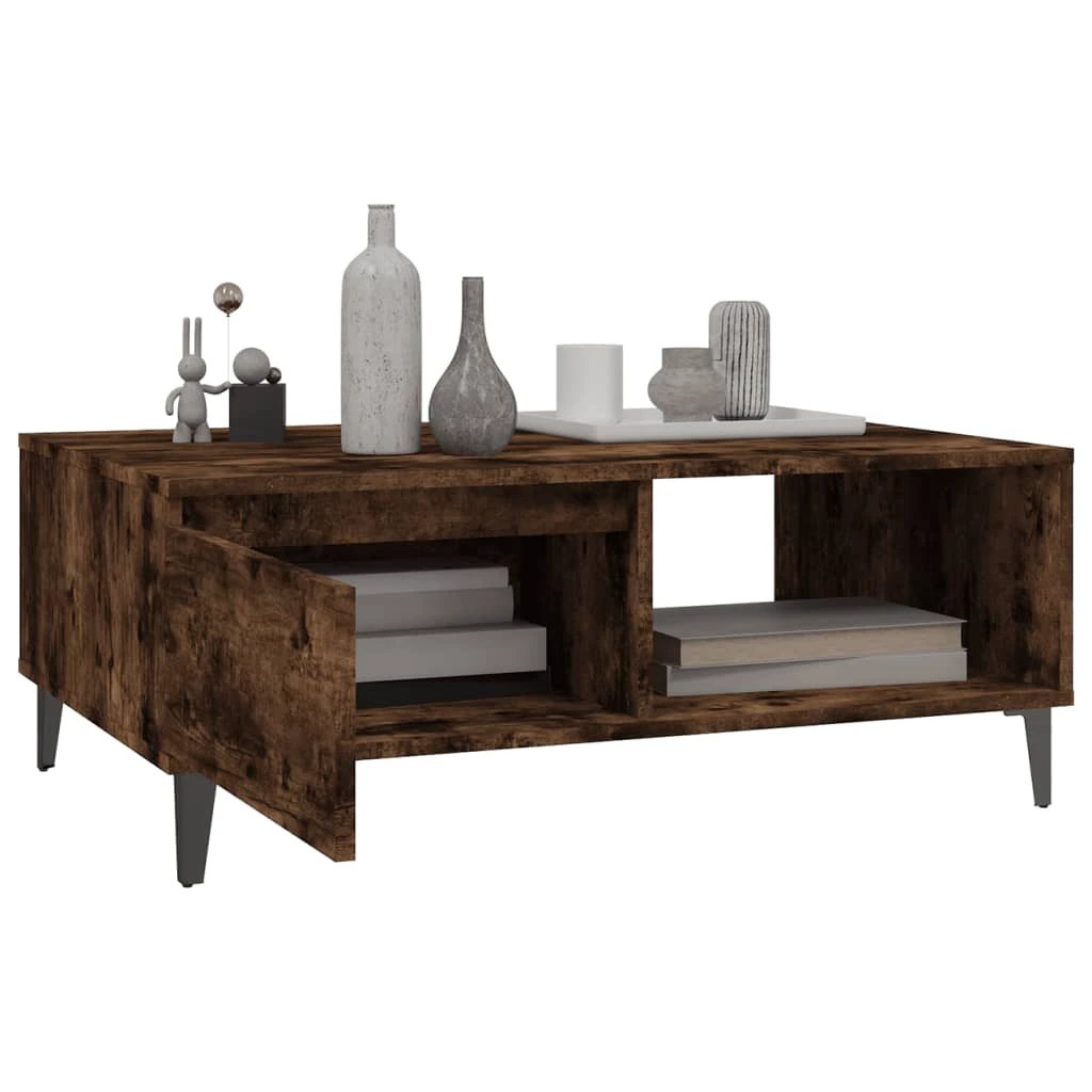 VidaXL Coffee Table 90x60x35 Cm Smoked Oak Engineered Wood For Living Room With Storage Shelf by vidaXL