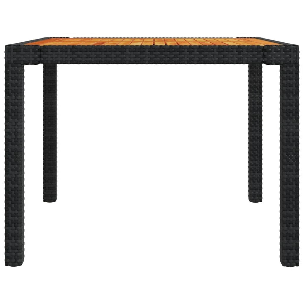 vidaXL Garden Table 90x90x75 cm Poly Rattan and Acacia Wood Black by vidaXL
