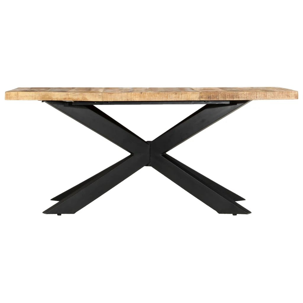 vidaXL Dining Table 180x90x76 cm Solid Mango Wood with Industrial Steel Frame For Dining Rooms by vidaXL