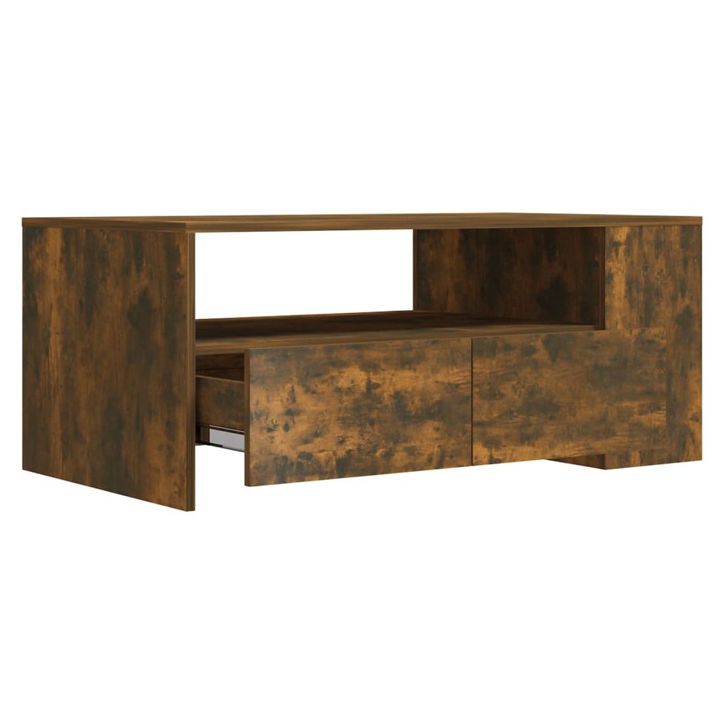 vidaXL VidaXL Coffee Table 102x55x42 cm Smoked Oak Engineered Wood With Storage Drawers For Living Rooms - Coffee Table
