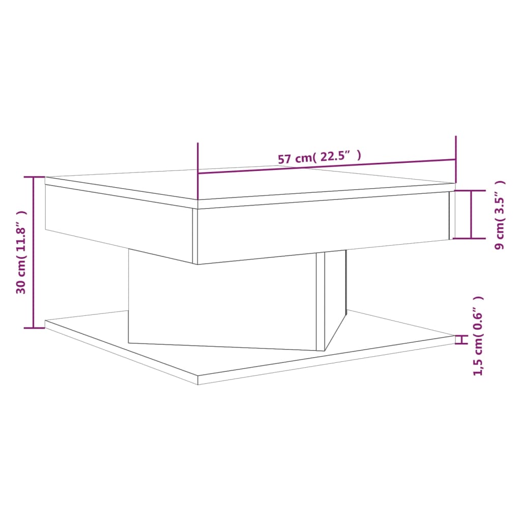 vidaXL VidaXL Coffee Table 57x57x30 Cm Smoked Oak Engineered Wood With Moisture Resistant Finish Living Room Decor - Coffee Table