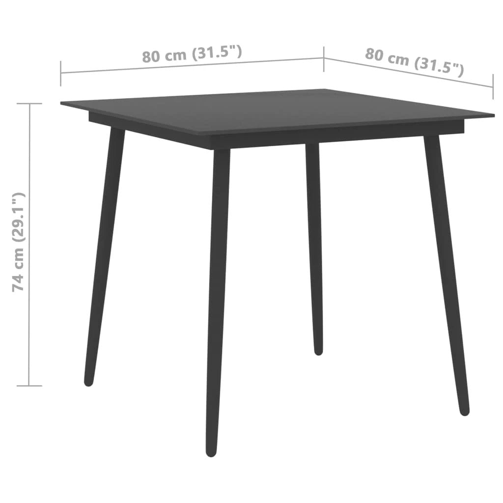 VidaXL Garden Dining Table 80x80x74 cm Powder Coated Steel Glass Top Outdoor Patio by vidaXL