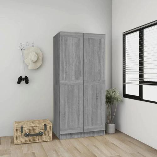 vidaXL vidaXL Engineered Wood Wardrobe 82.5x51.5x180 cm Smoked Oak Finish with Ample Storage for Home Organization - Wardrobe