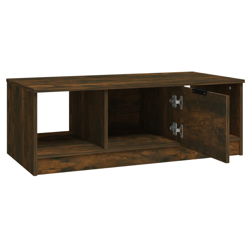 vidaXL VidaXL Coffee Table 102x50x36 cm Three-Compartment Storage Smoked Oak Living Room Decor - Coffee Table