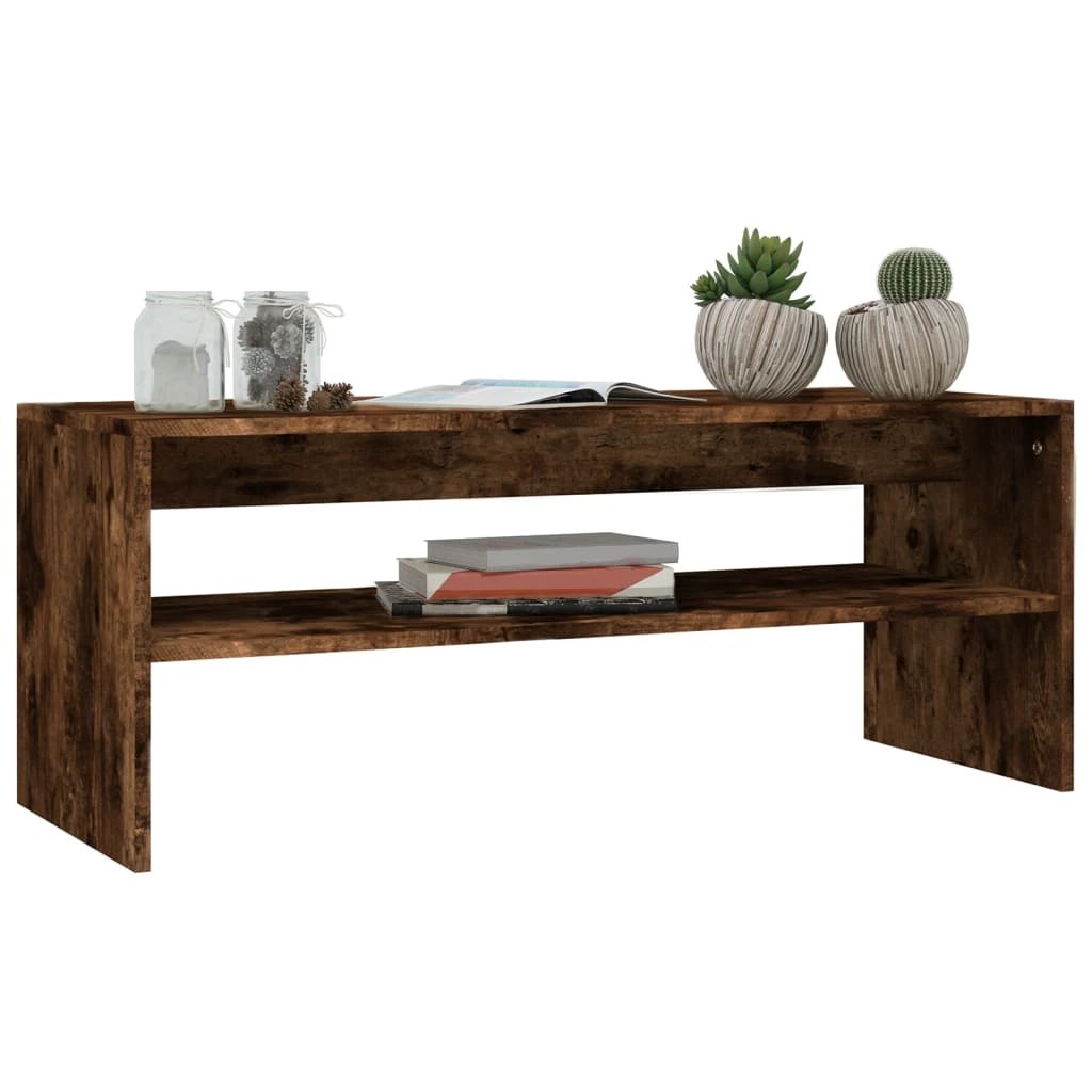 VidaXL Coffee Table 100x40x40 cm Smoked Oak Engineered Wood With Open Shelf Living Room by vidaXL