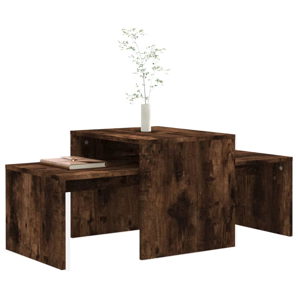 vidaXL vidaXL Coffee Table Set Smoked Oak 100x48x40 cm Engineered Wood Modern Living Room Decor - Coffee Table