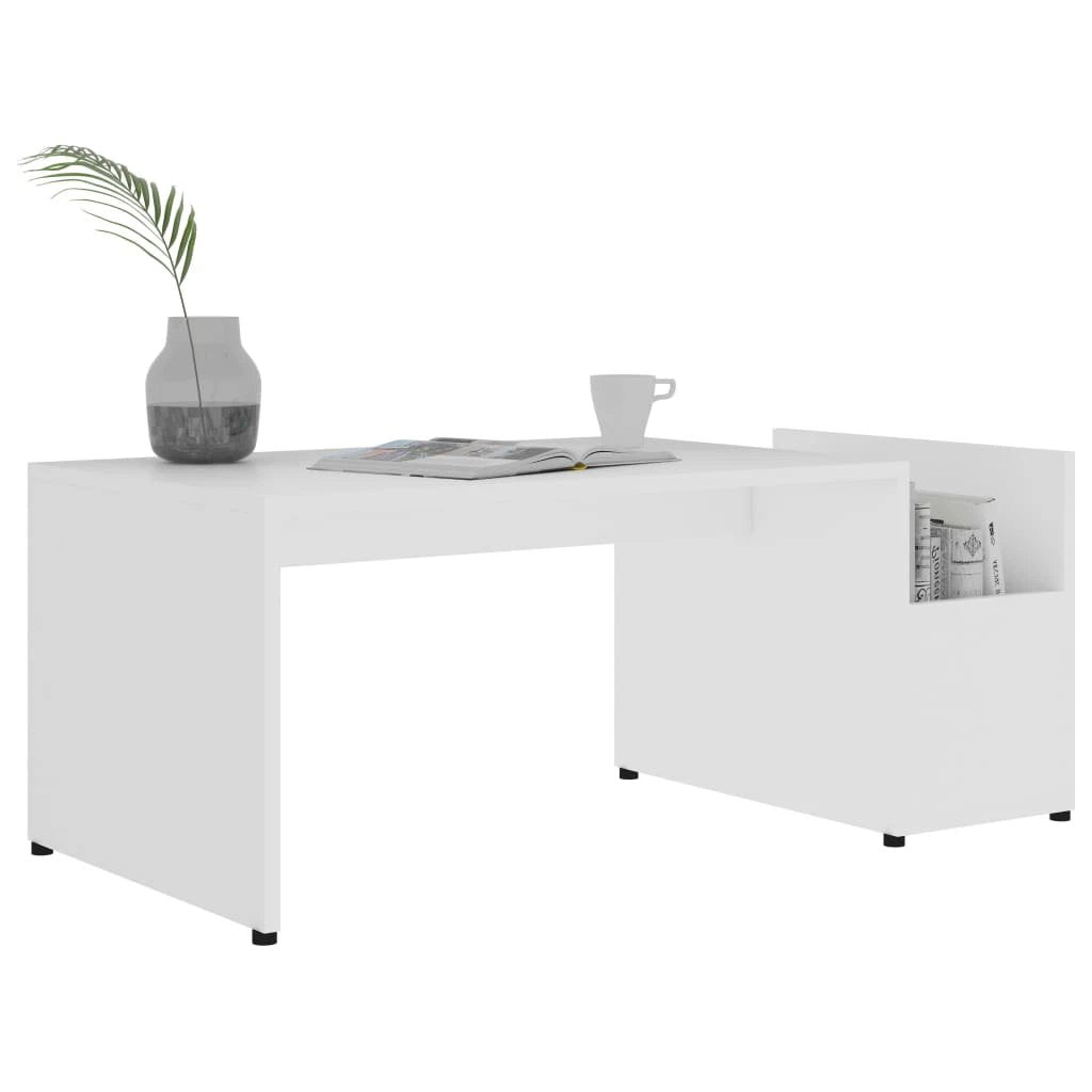 vidaXL VidaXL Coffee Table 90x45x35 Cm White Engineered Wood Openwork Geometric Design With Storage For Modern Living Rooms - Coffee Table