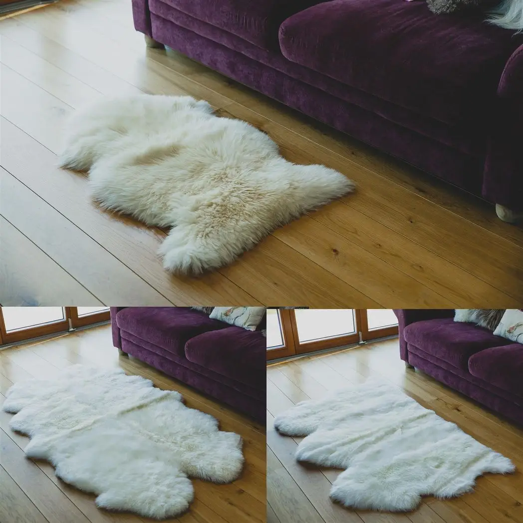 Nordvek Natural Sheepskin Rug Single Pelt - Natural Ivory & Cream Colouring - Rug