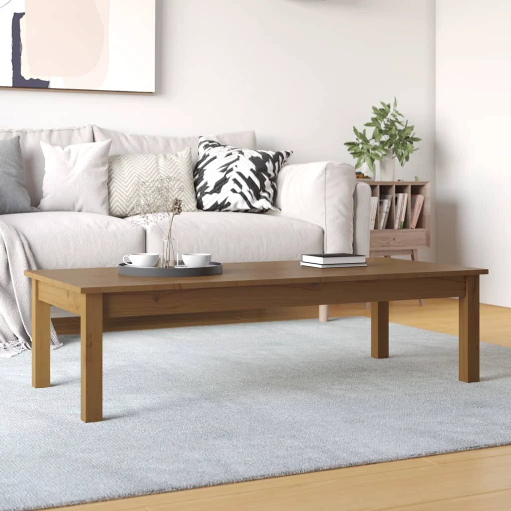 vidaXL Coffee Table 80x50x40 Cm Solid Pine Wood With Rustic Wax Finish And Sturdy Frame Living Room Decor by vidaXL