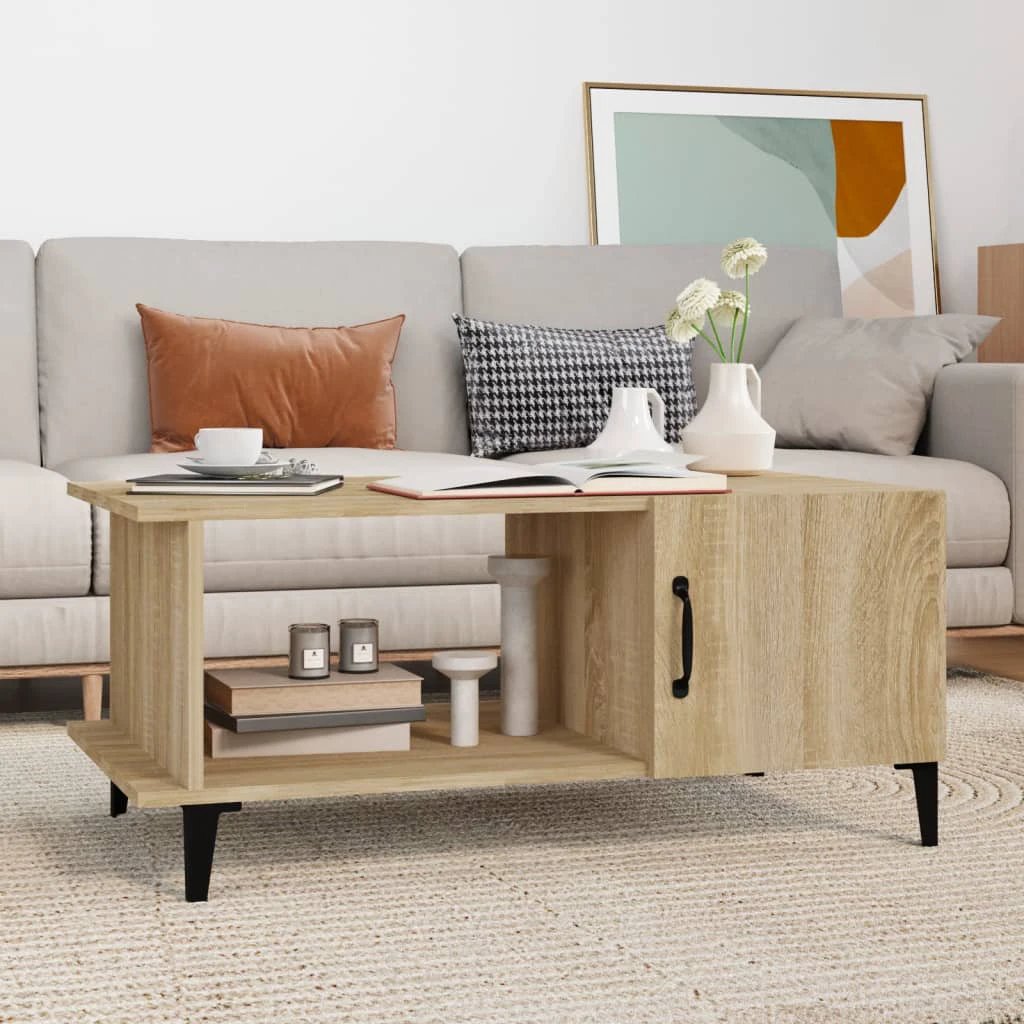 VidaXL Coffee Table 90x50x40 cm Smoked Oak Engineered Wood With Storage Cabinet For Living Room by vidaXL