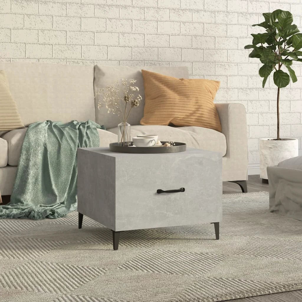 VidaXL Coffee Table 50x50x40 cm Smoked Oak Top With Metal Legs Living Room Decor by vidaXL
