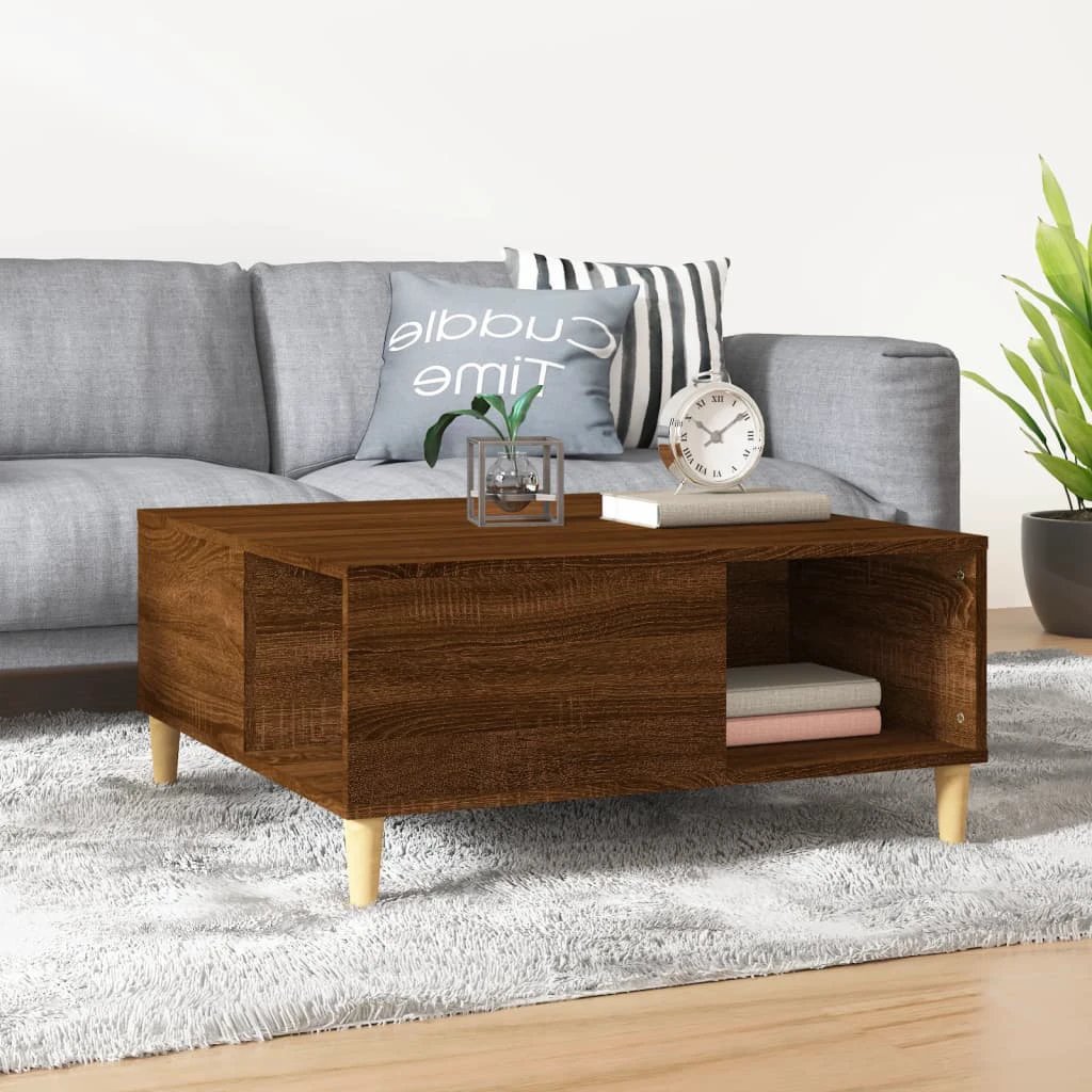 VidaXL Coffee Table 80x80x36.5 cm Engineered Wood Moisture-Resistant With Open Storage For Living Room by vidaXL