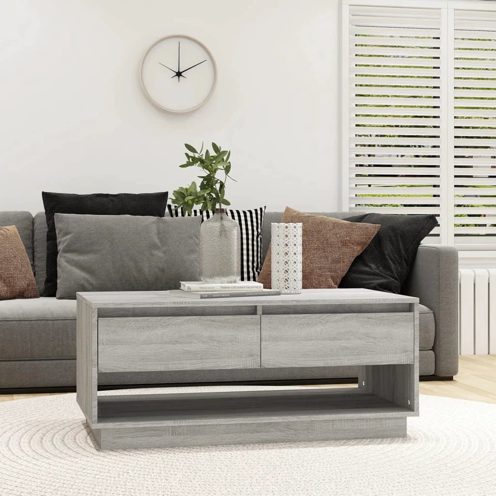 vidaXL VidaXL Coffee Table 102.5x55x44 Cm Engineered Wood Smoked Oak With Drawers For Living Room - Coffee Table
