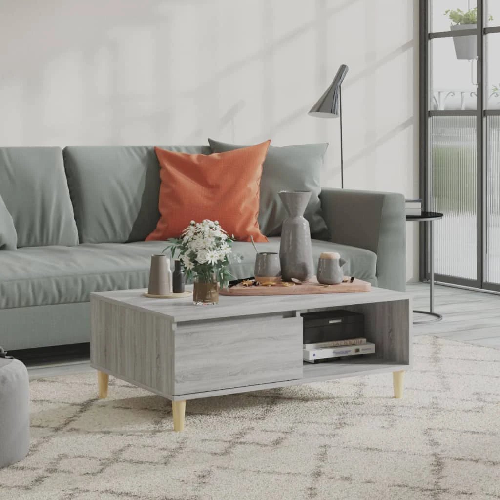vidaXL Coffee Table 90x60x35 cm Smoked Oak Engineered Wood With Storage Shelf For Living Room by vidaXL