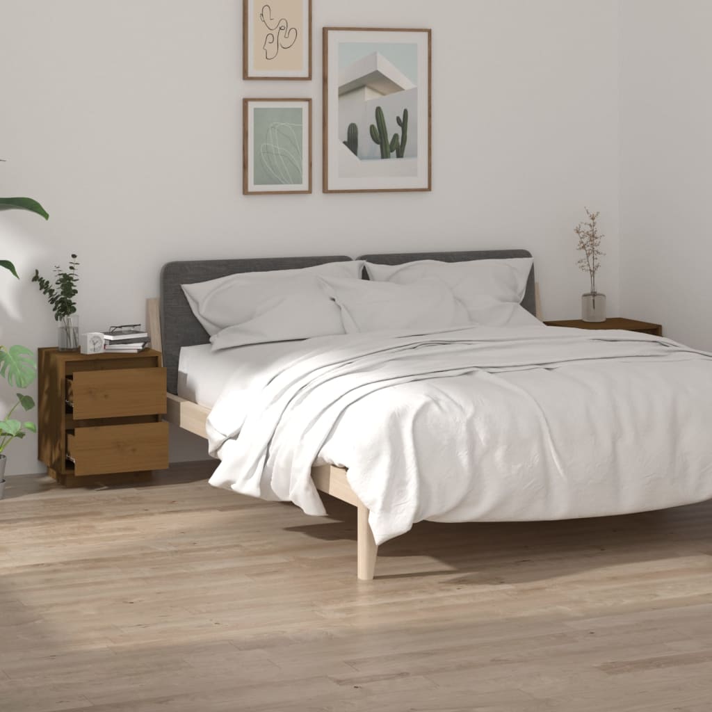 VidaXL Bedside Cabinet 40x35x50 cm Solid Pine Wood With Modern Charm Nightstand For Bedroom Storage by vidaXL