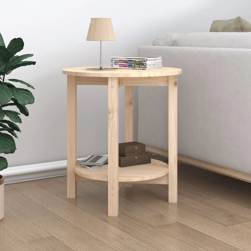 VidaXL Coffee Table Diameter 55x60 cm Solid Pine Wood Rustic Finish For Living Room Decor by vidaXL