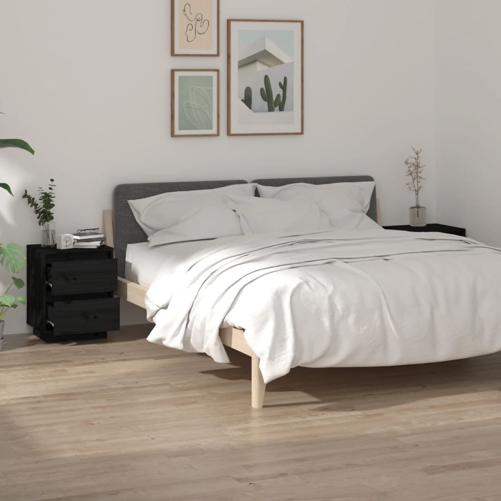 VidaXL Bedside Cabinet 40x35x50 cm Solid Pine Wood With Modern Charm Nightstand For Bedroom Storage by vidaXL
