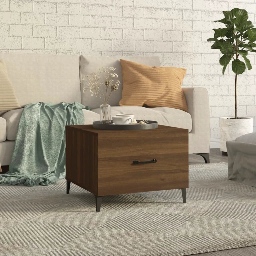 VidaXL Coffee Table 50x50x40 cm Smoked Oak Top With Metal Legs Living Room Decor by vidaXL