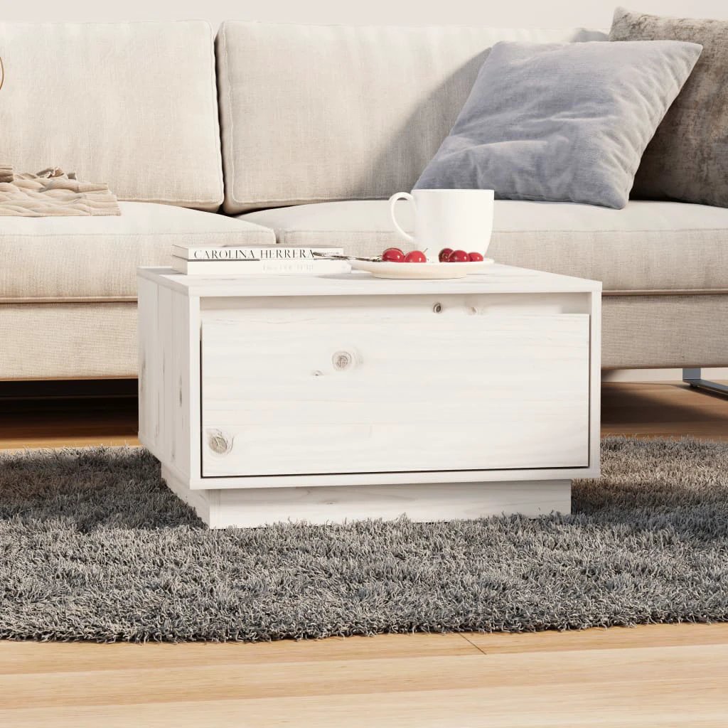 vidaXL VidaXL Coffee Table 55x56x32 cm Solid Pine Wood Large Storage Drawer Living Room - Coffee Table