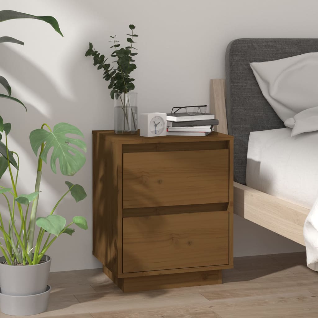 VidaXL Bedside Cabinet 40x35x50 cm Solid Pine Wood With Modern Charm Nightstand For Bedroom Storage by vidaXL