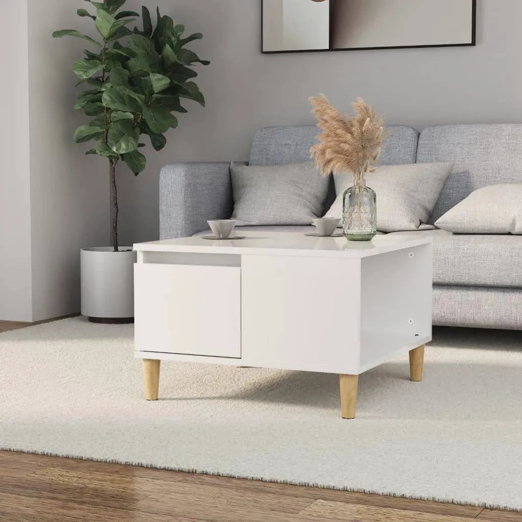 vidaXL VidaXL Coffee Table 55x55x36.5 cm Engineered Wood Moisture-Resistant White Finish For Living Room Decor - Coffee Table