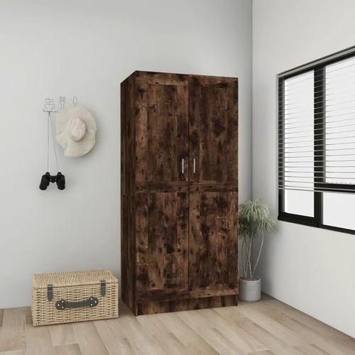 vidaXL vidaXL Engineered Wood Wardrobe 82.5x51.5x180 cm Smoked Oak Finish with Ample Storage for Home Organization - Wardrobe