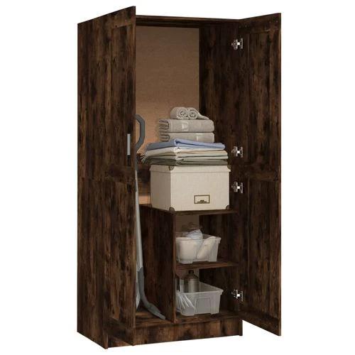vidaXL Engineered Wood Wardrobe 82.5x51.5x180 cm Smoked Oak Finish with Ample Storage for Home Organization by vidaXL