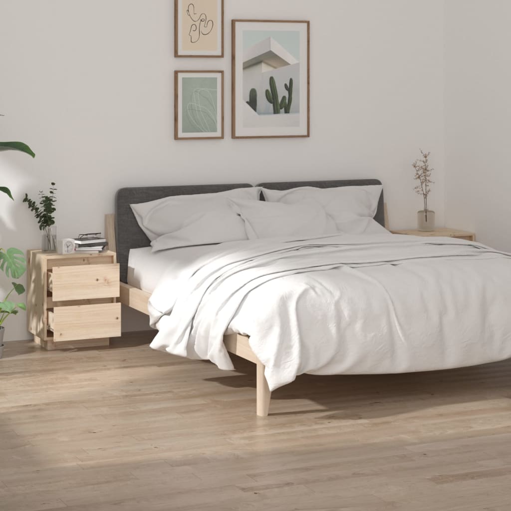 VidaXL Bedside Cabinet 40x35x50 cm Solid Pine Wood With Modern Charm Nightstand For Bedroom Storage by vidaXL