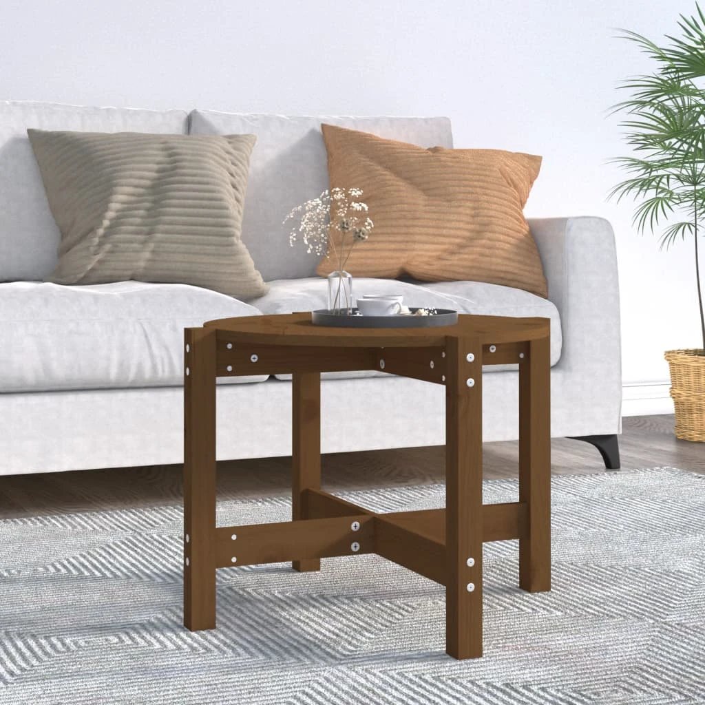 VidaXL Coffee Table Diameter 62.5 cm by 45 cm Solid Pine Wood Rustic Living Room Decor by vidaXL