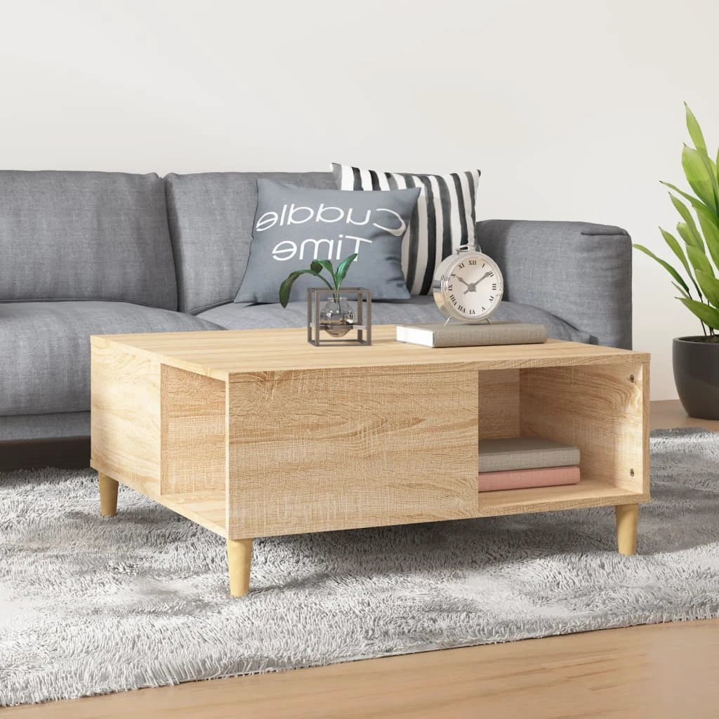 VidaXL Coffee Table 80x80x36.5 cm Engineered Wood Moisture-Resistant With Open Storage For Living Room by vidaXL