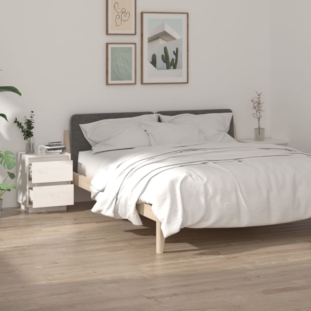 vidaXL VidaXL Bedside Cabinet 40x35x50 cm Solid Pine Wood With Modern Charm Nightstand For Bedroom Storage - Bedside Table