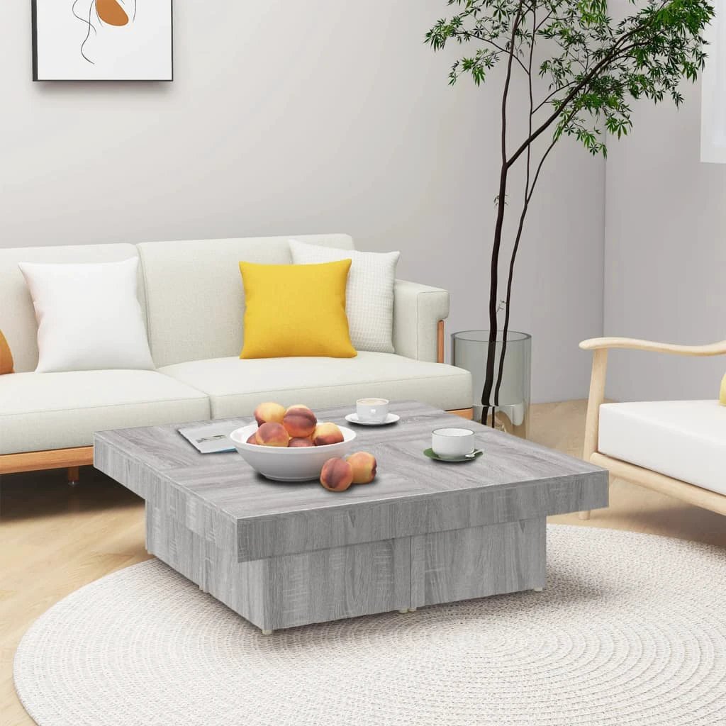vidaXL VidaXL Coffee Table 90x90x28 cm Smoked Oak Engineered Wood Living Room Centerpiece - Coffee Table