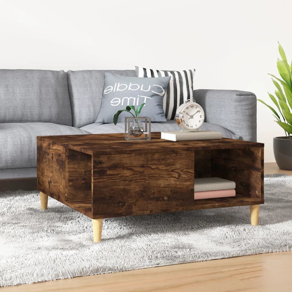 VidaXL Coffee Table 80x80x36.5 cm Engineered Wood Moisture-Resistant With Open Storage For Living Room by vidaXL