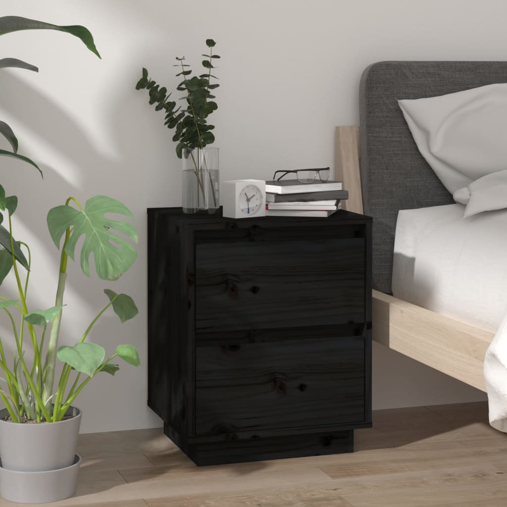 vidaXL VidaXL Bedside Cabinet 40x35x50 cm Solid Pine Wood With Modern Charm Nightstand For Bedroom Storage - Bedside Table
